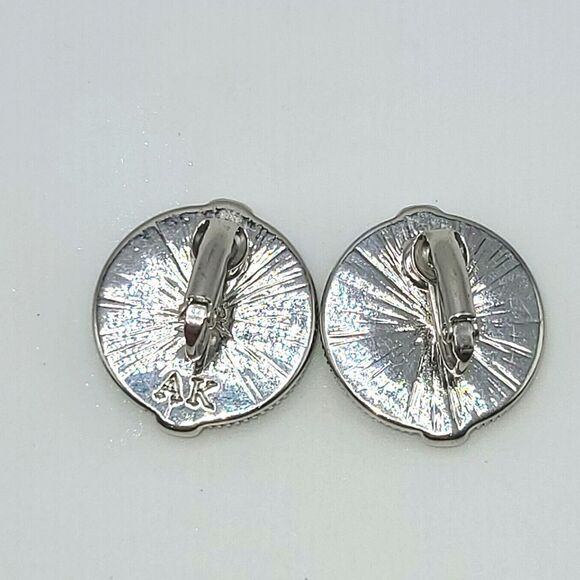 Anne Klein Silver Round Clip on Earrings - Picture 2 of 6